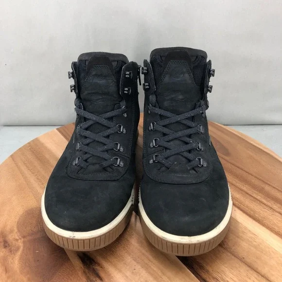 ECCO Byway Waterproof Boots Side Zip Mens 45 / 11 Black Leather Lace Up Comfort - Picture 2 of 8